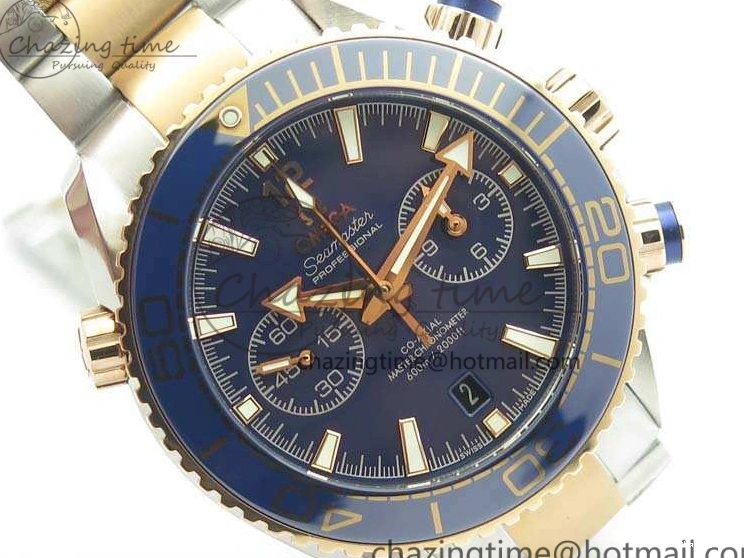 0412 Seamaster Pro Chrono SS RG OM Best Edition Blue Ceramic Blue Dial On SS RG Bracelet A Snug 8129